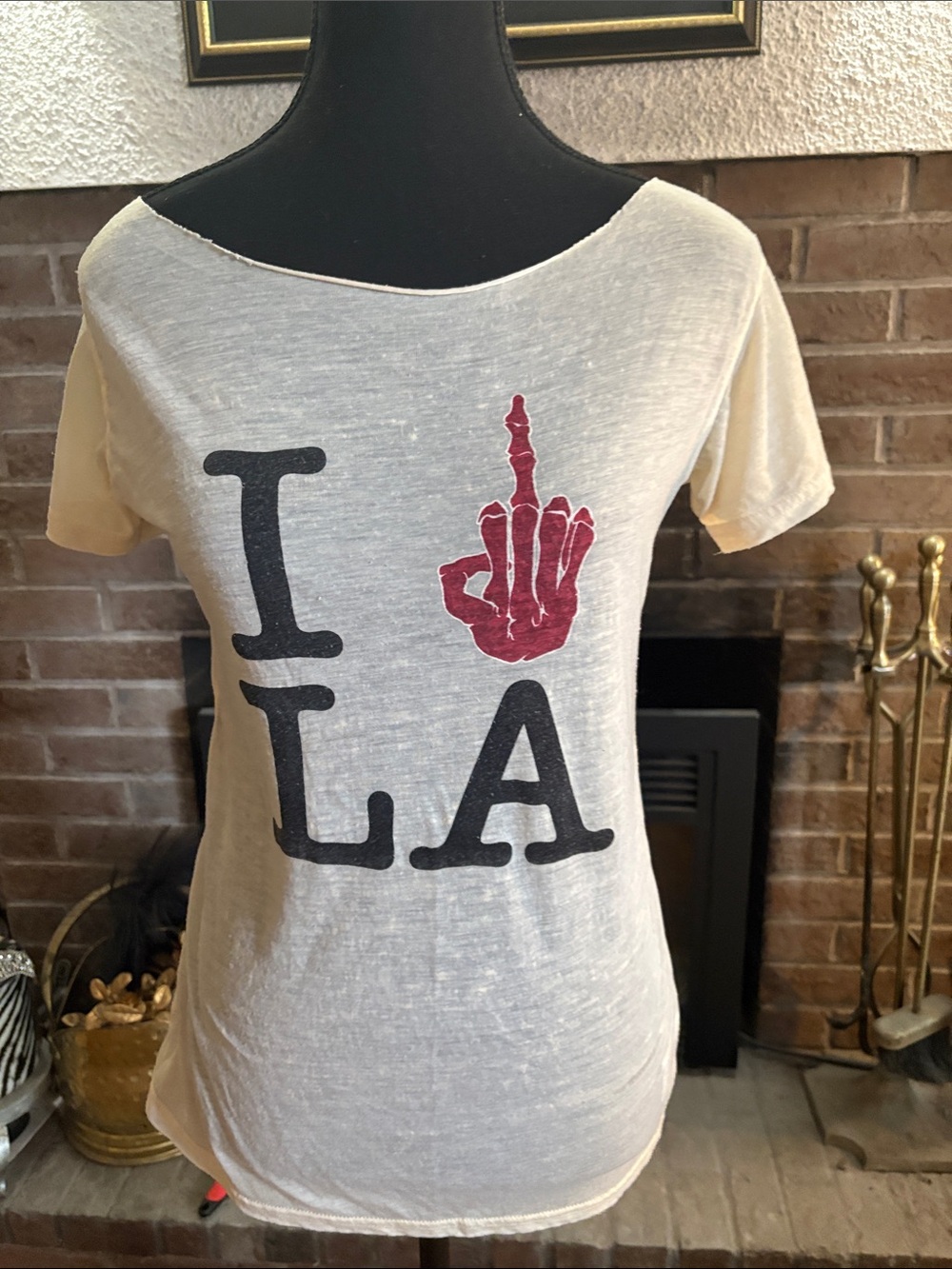 Women’s Cream Graphic Tee - Red & Black Statement Print